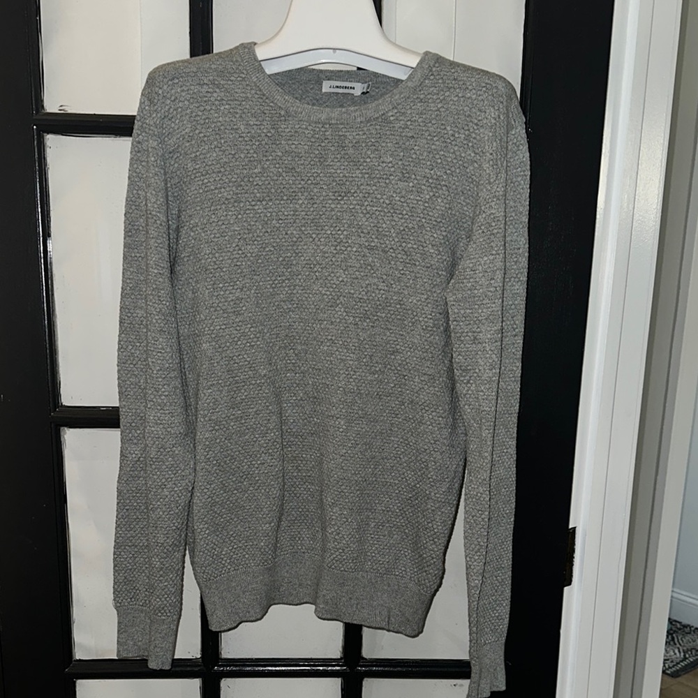 J. Lindeberg grey cotton basket stitch texture jumper sweater (M)